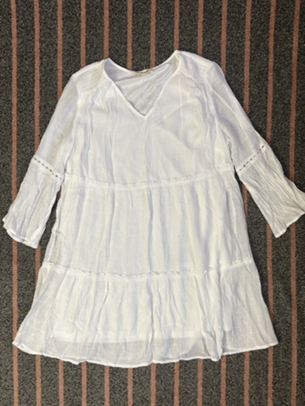 2/$20 White Tiered V-Neck Dress